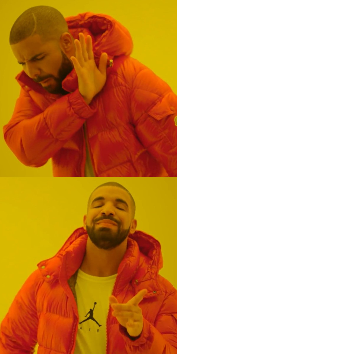 Drake Hotline Bling meme about Snif