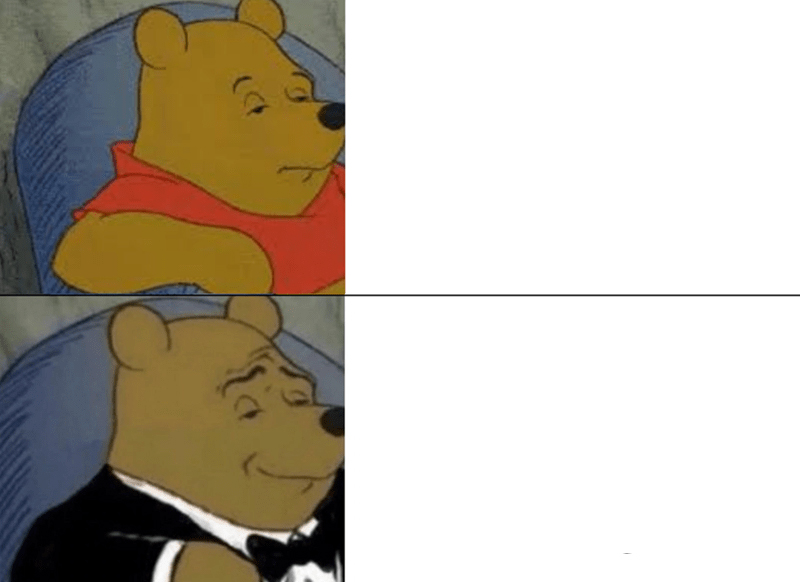 Tuxedo Winnie The Pooh meme about Snif